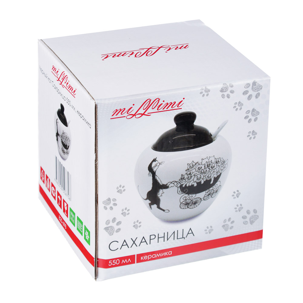 MILLIMI Черный кот Сахарница 550мл, керамика, арт.№ 820-698