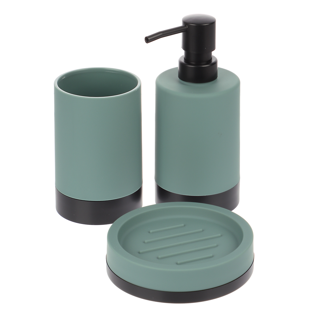 Дозатор жидкого мыла GUL, серо-зелёный, пластик, SWP-2401-GRN-01, арт.№ 463-551