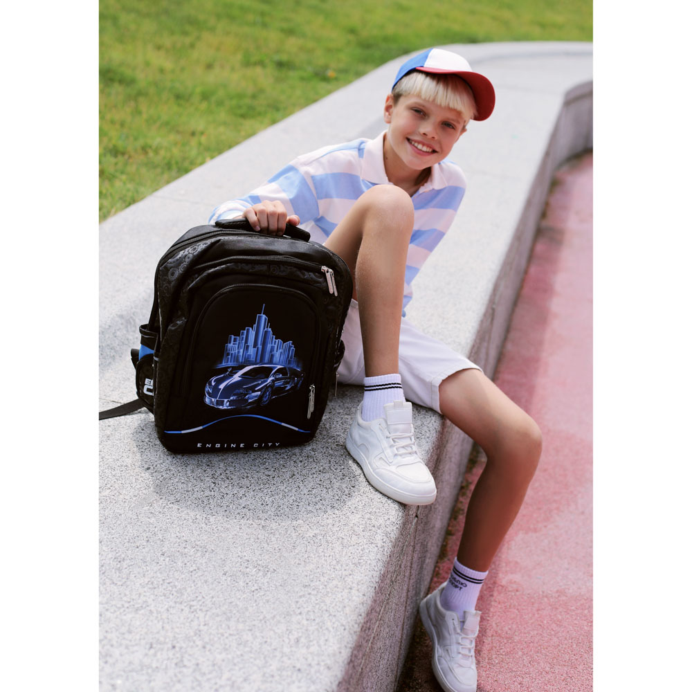 Энджин Сити Рюкзак подростковый, 41x30x20см, ПЭ, 3 отд, 4 карм, эргоном. спинка, уплотн.лямки, арт.№ 254-430