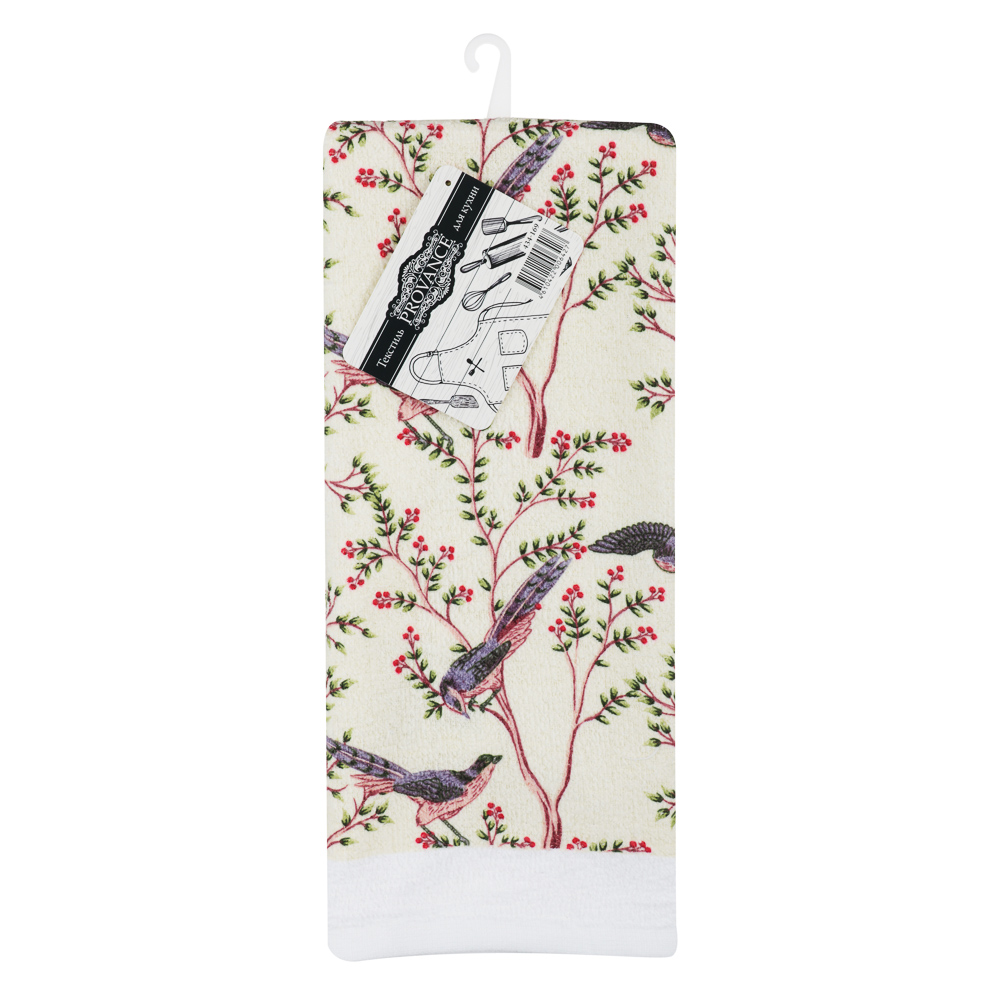 PROVANCE Birds Полотенце кухонное махровое, 38х63см, 50% полиэстер, 42% хлопок, 8% вискоза, арт.№ 434-169