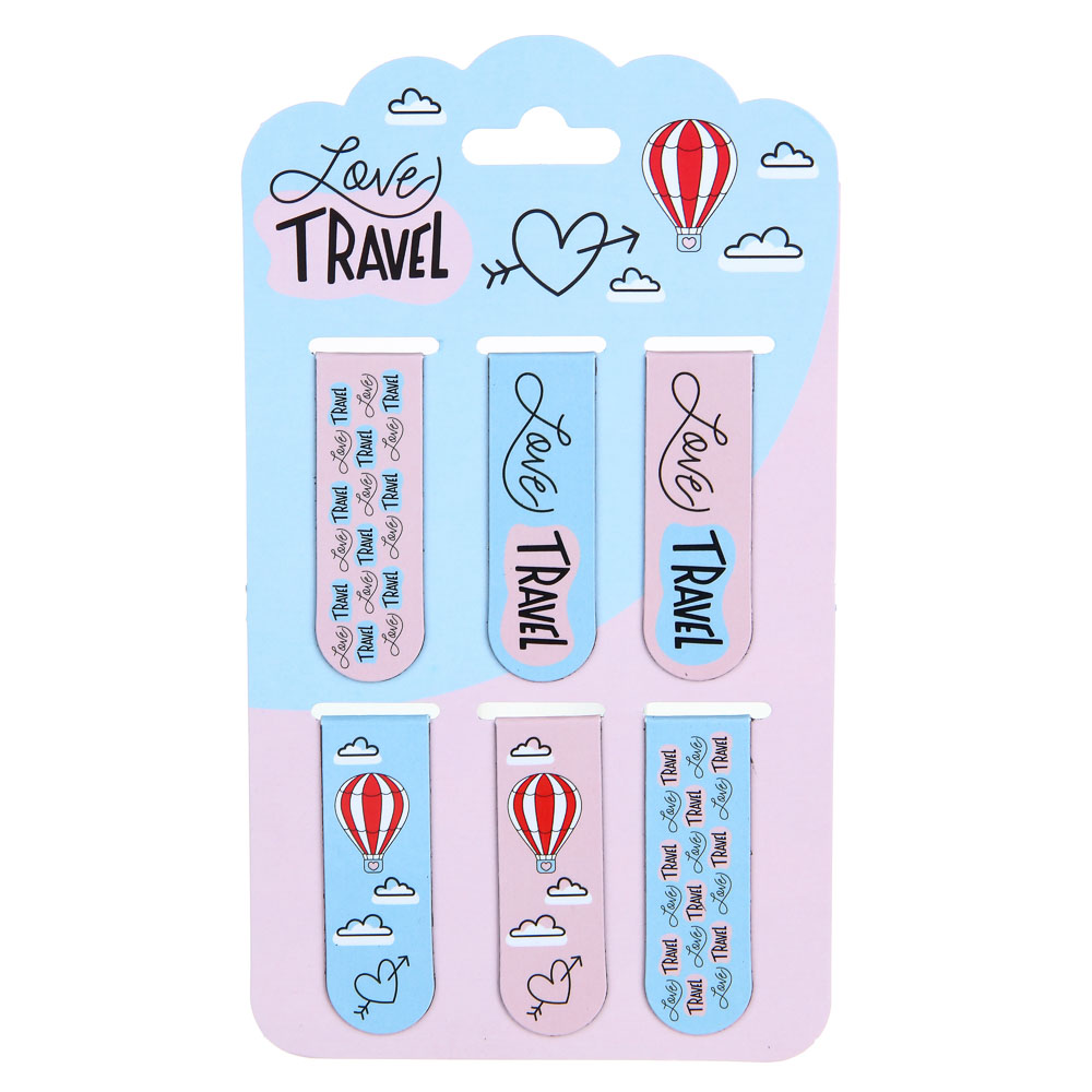 ТРЕВЕЛ Набор закладок магнитных, 6 штук, размер закладки 12Х1,9см, упаковка 18,3Х10,3см, арт.№ 235-006