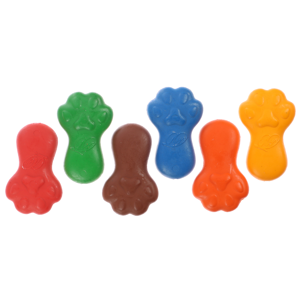 Восковые мелки "Кроха", фигурные "Лапки", 6 цв., арт.№ 232-021