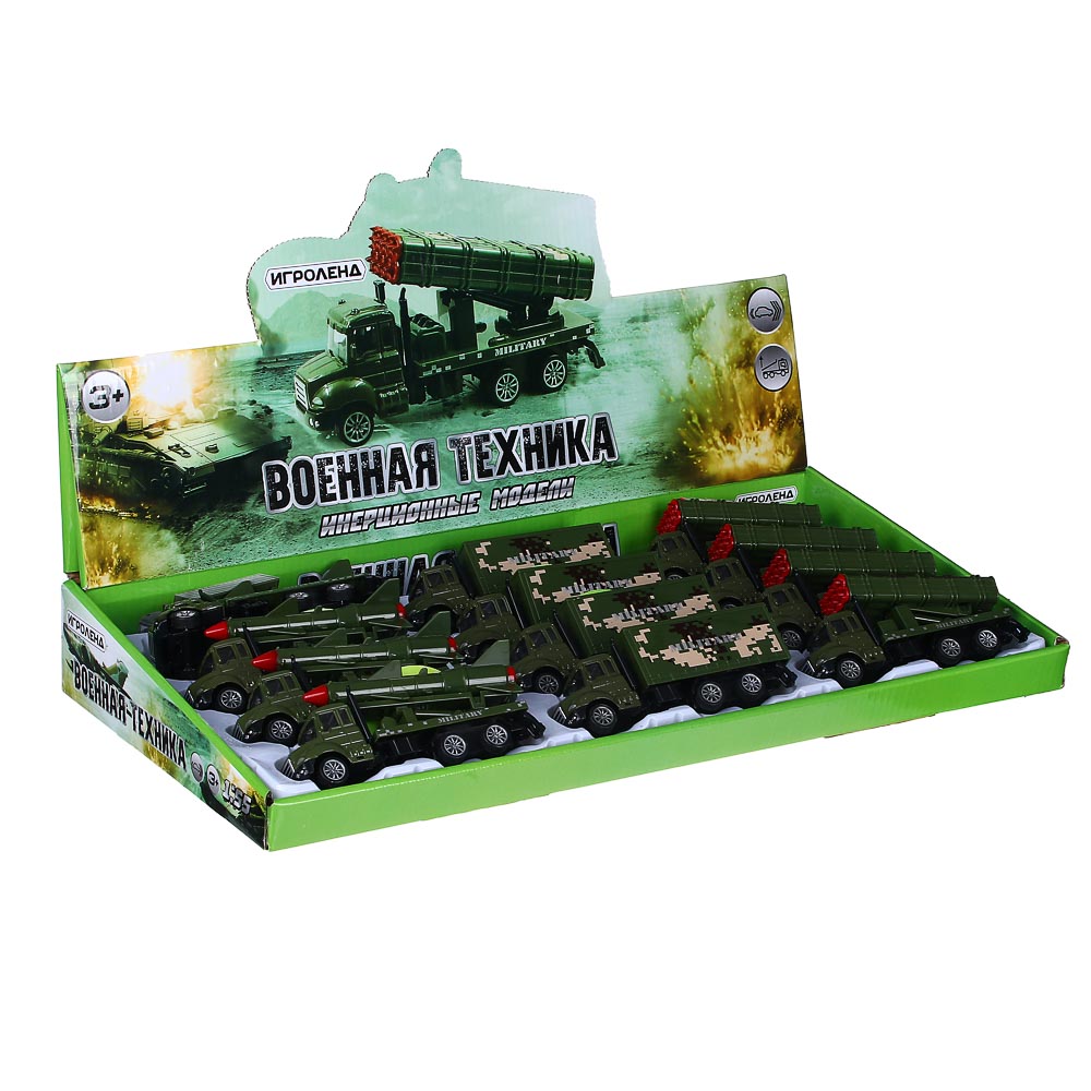 ИГРОЛЕНД Машина в виде военной техники, инерция, ABS, металл, 11,2x4,3x5,3см, 3 дизайна, арт.№ 292-258