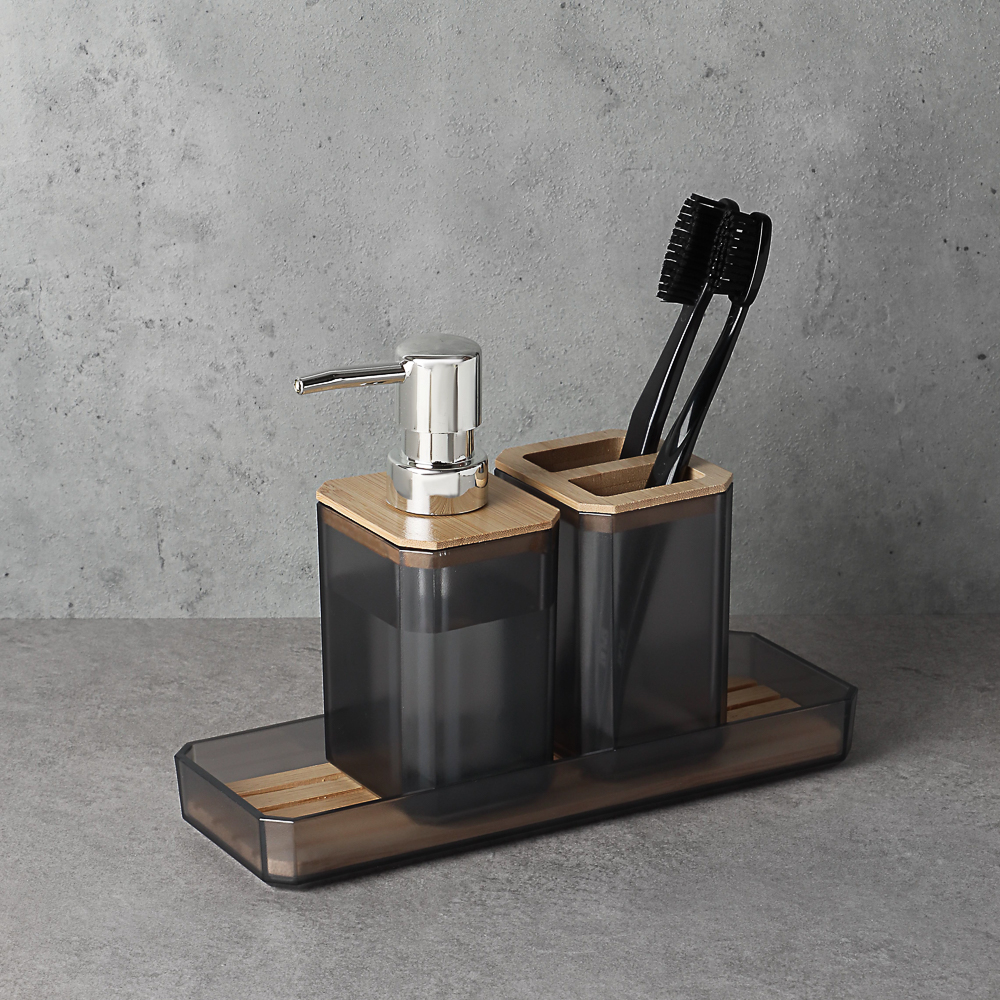 VETTA Стакан для зубных щеток и пасты "Токио", полистирол, бамбук, арт.№ 463-304