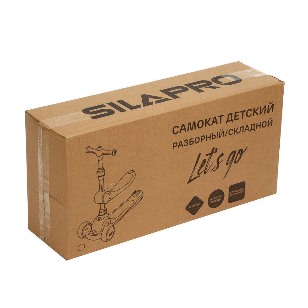SILAPRO Самокат детский разборный/складной, 86х60х30см, мерц. нейлон+алюминиевый сплав+TEP, колесаPU, арт.№ 131-094