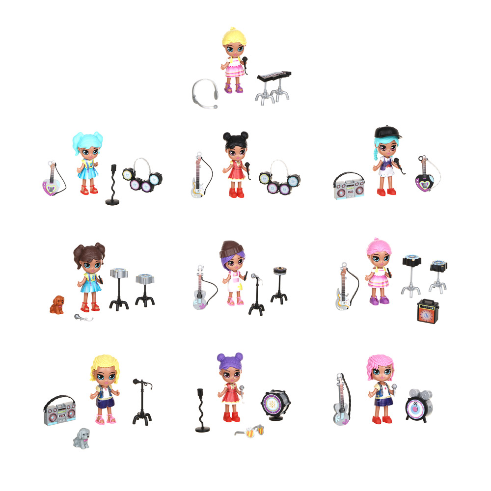 ИГРОЛЕНД Кукла с аксессуарами "Музыкальная вечеринка", пластик ABS,PP, PVC,16.5х22.6х4см,12 дизайнов, арт.№ 267-936