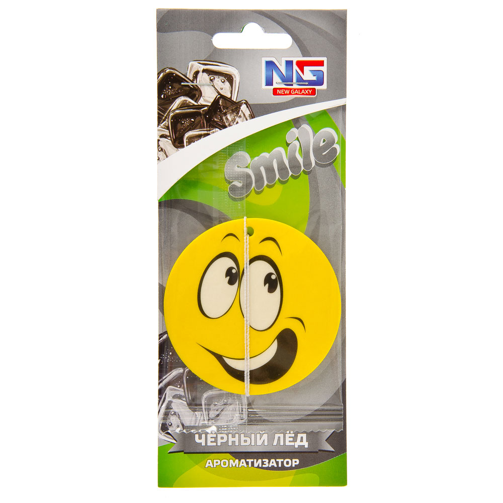 NEW GALAXY Ароматизатор бумажный "Смайл", Черный лед, Дизайн GC, арт.№ 794-411