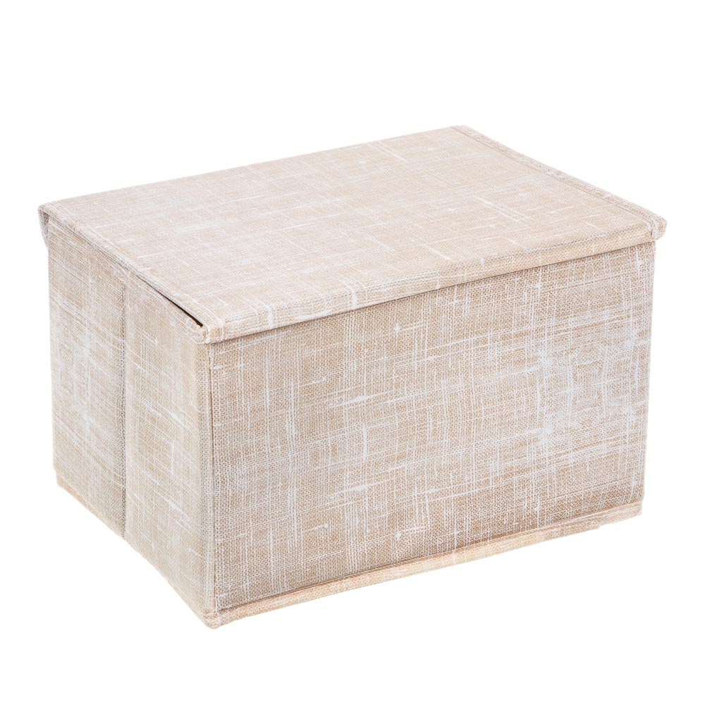Кофр для хранения с крышкой тм VETTA ЛЁН, полиэстер, 26х20х15см, бежевый, арт.№ 457-646