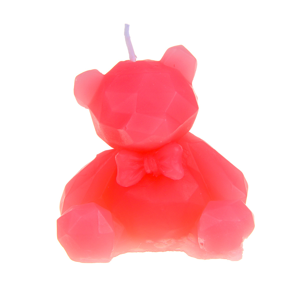 LADECOR Свеча формовая, ароматическая, в виде мишки, аромат - фрезия, парафин, 9 см, розовый, арт.№ 508-872
