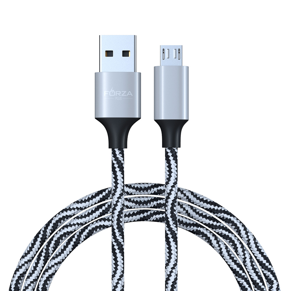 Кабель для зарядки USB(A)-microUSB FORZA Серпантин, 1м, 1.5А, тканевая оплётка, 4 цвета, пакет, арт.№ 470-033