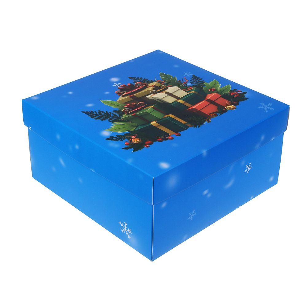 Коробка складная, 19,5x19,5x9,5см, бумага, арт.1, 4 дизайна, арт.№ 207-236