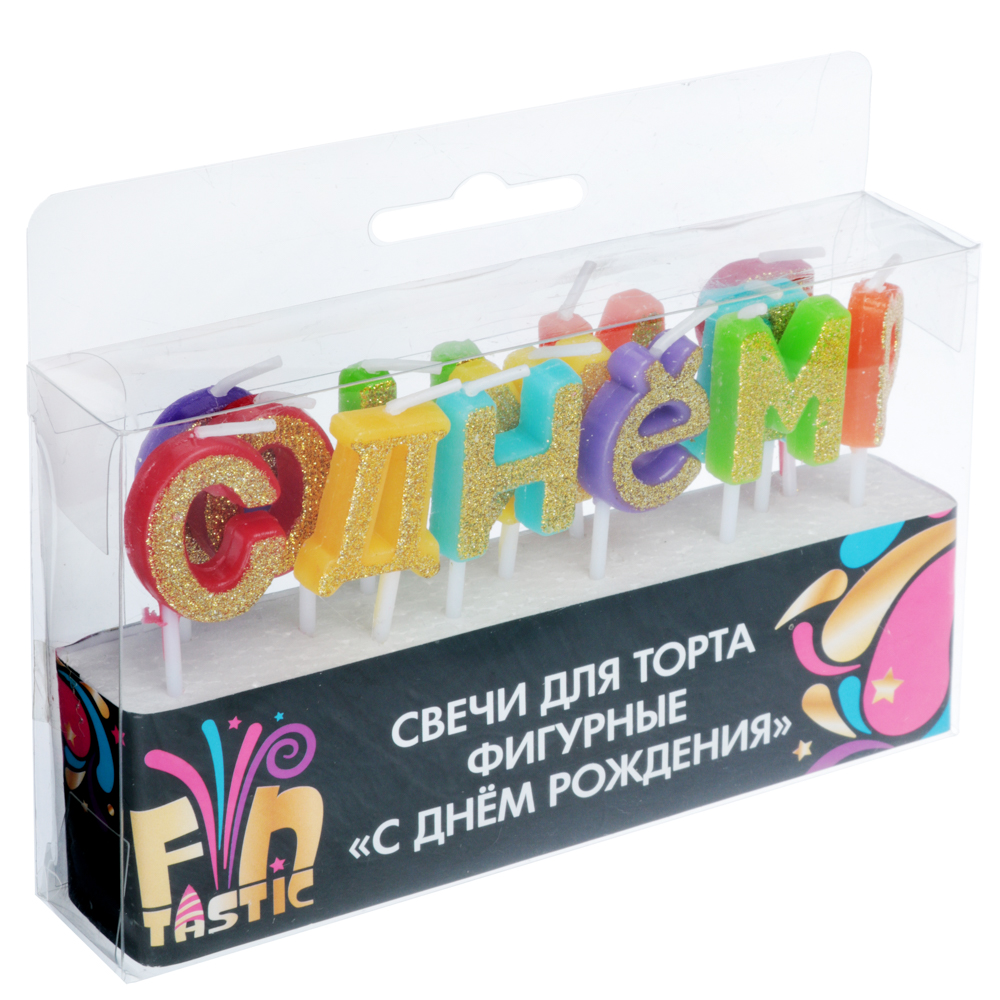 FNtastic Свечи для торта фигурные, парафин, "С днем рождения", арт.№ 506-198
