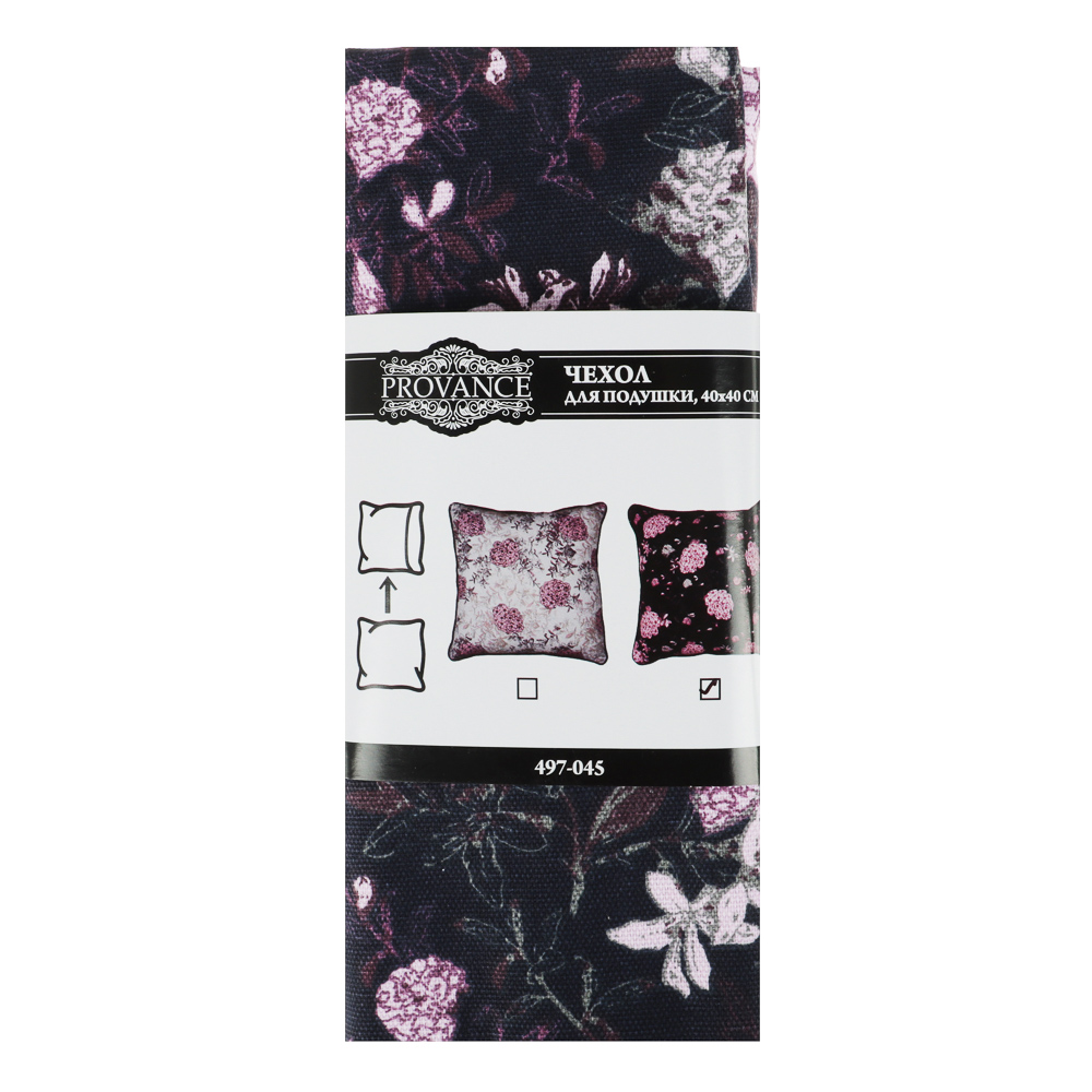 PROVANCE Флоксы Чехол для подушки 40х40см, 100% хлопок, 2 дизайна, арт.№ 497-045