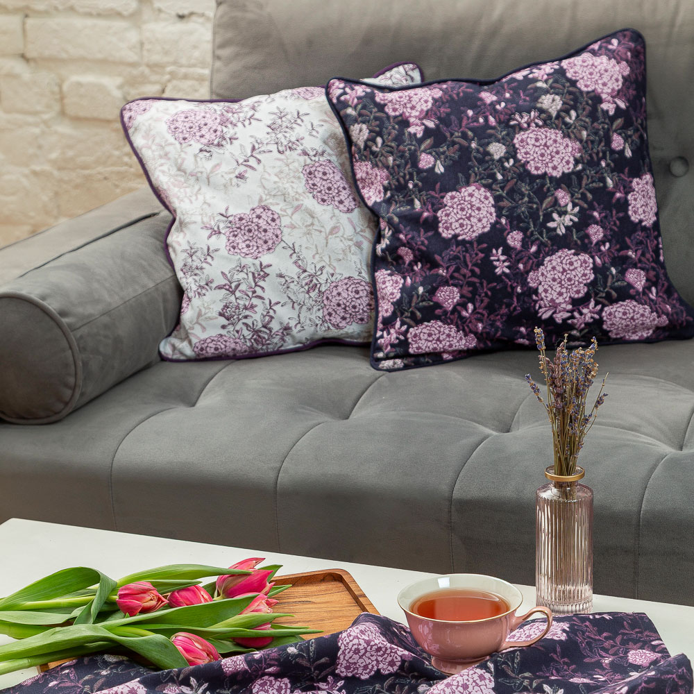 PROVANCE Флоксы Чехол для подушки 40х40см, 100% хлопок, 2 дизайна, арт.№ 497-045