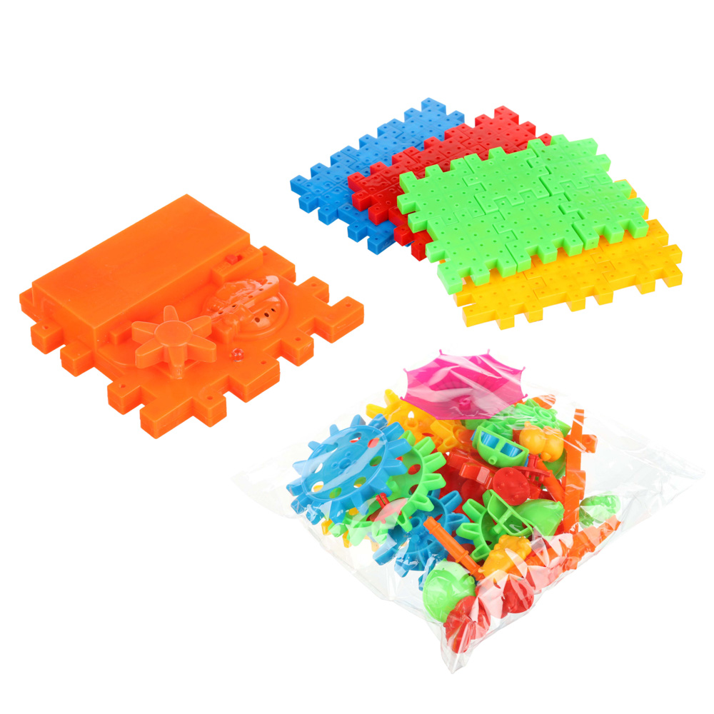ИГРОЛЕНД Конструктор на батарейках с шестерёнками, ABS,PP, 84 дет., 2хАА, 30х20х5,5см, арт.№ 272-630