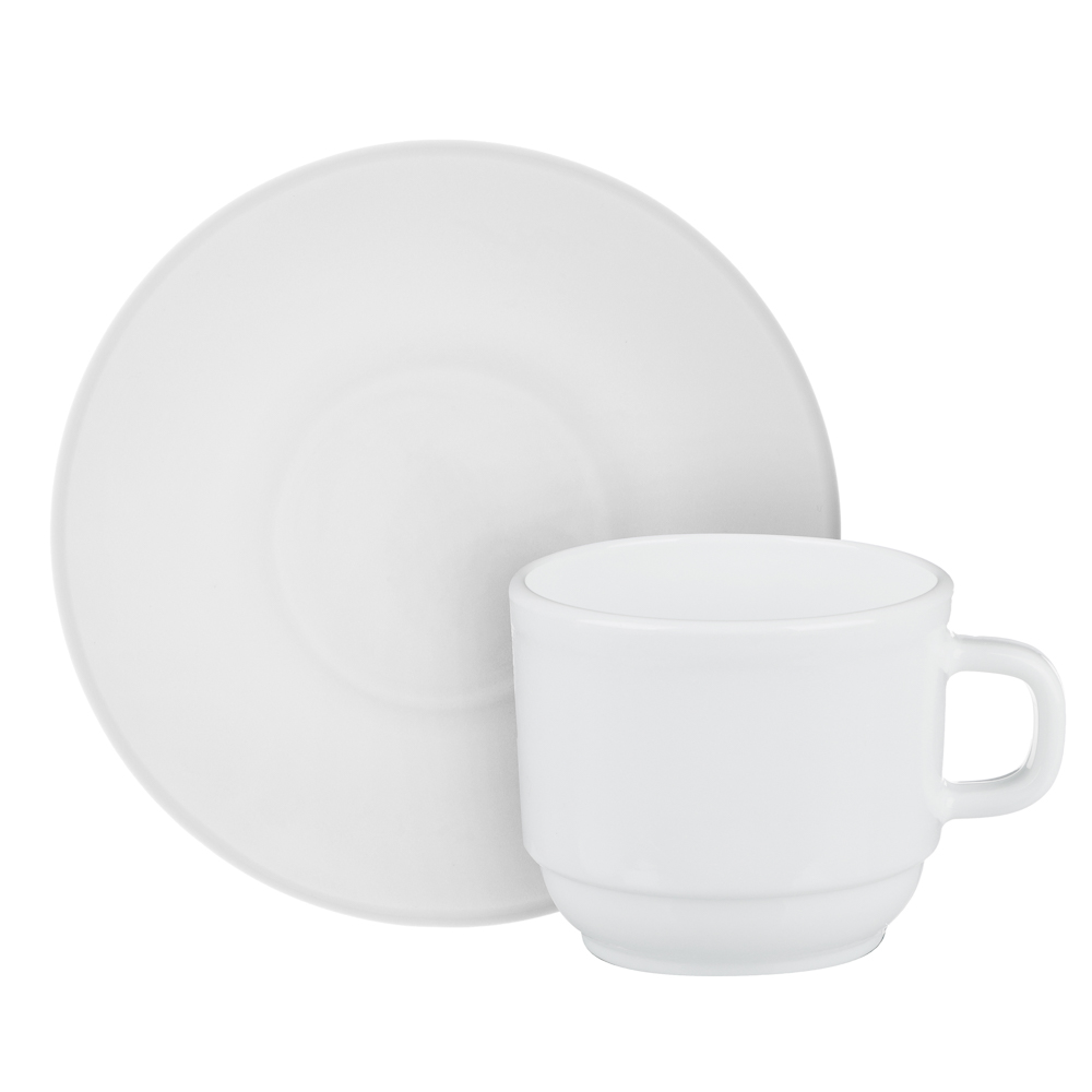 MILLIMI Бьянко Чайная пара (чашка 250мл., блюдце 15 см) опаловое стекло, KFB250T/D60T, арт.№ 818-039