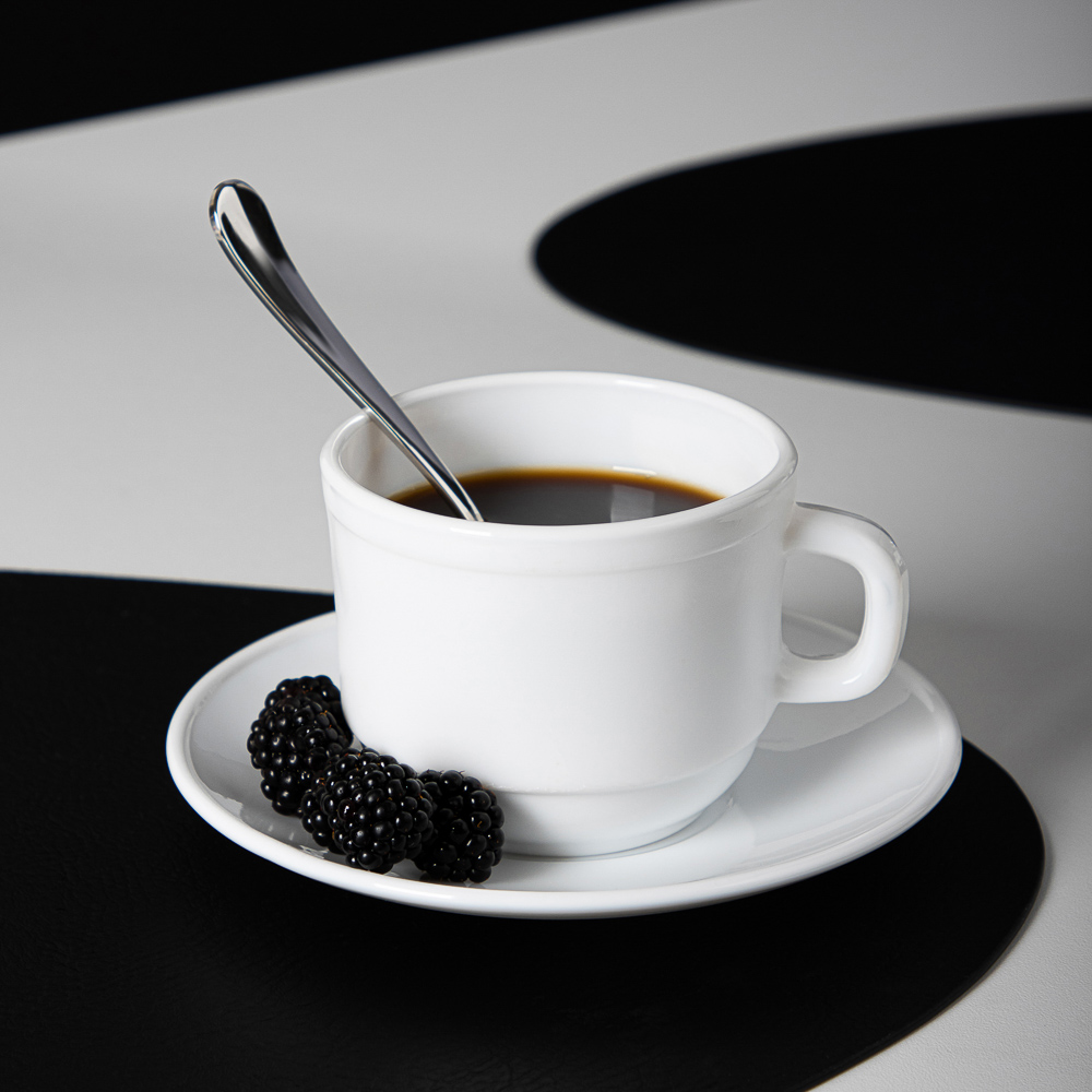 MILLIMI Бьянко Чайная пара (чашка 250мл., блюдце 15 см) опаловое стекло, KFB250T/D60T, арт.№ 818-039