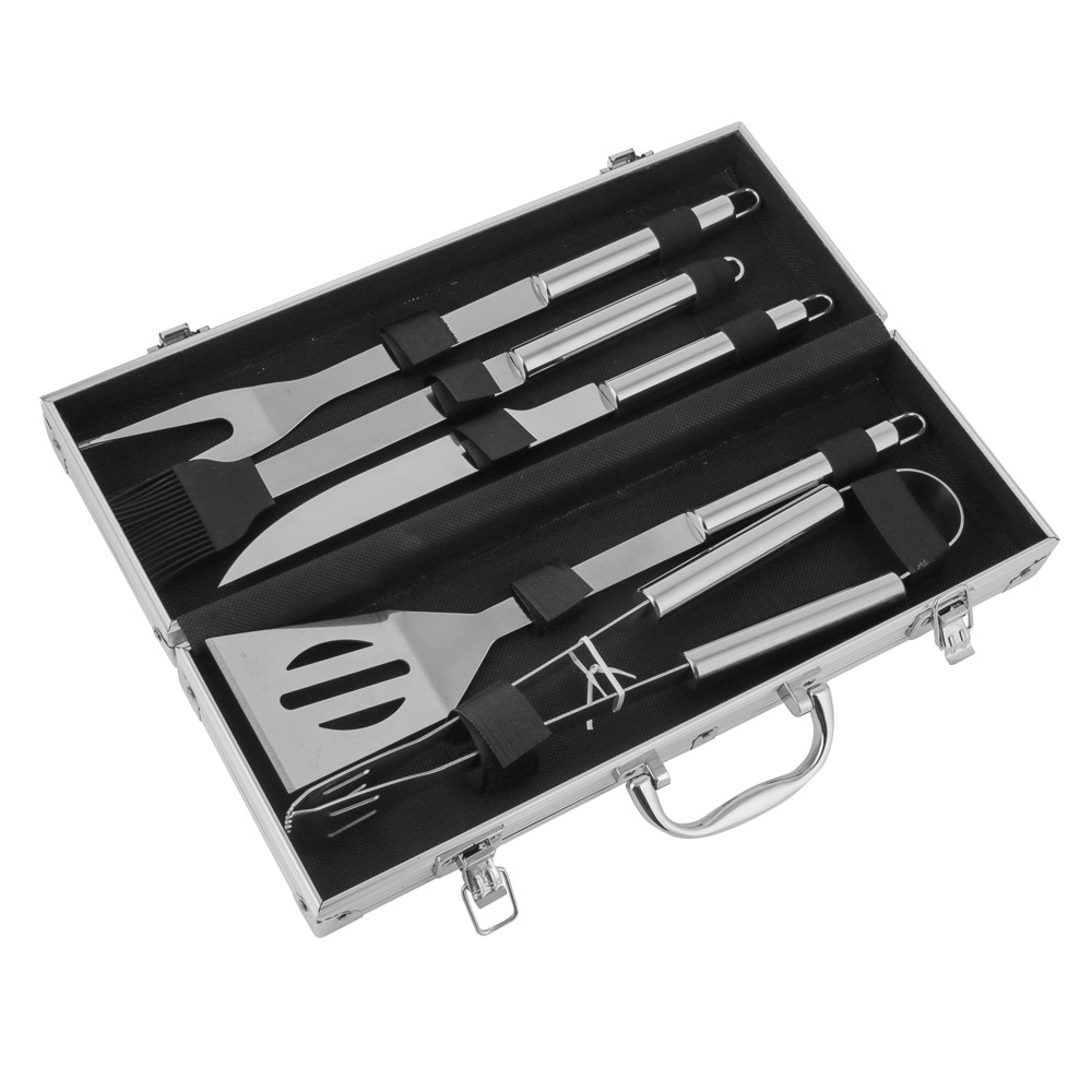 GRILLBOOM Набор для гриля 5 в 1, нерж. сталь 420/410, в алюминиевом кейсе, арт.№ 101-015