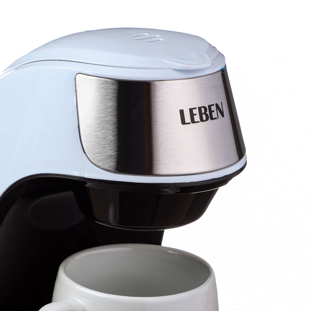 LEBEN Кофеварка капельная 500Вт, 240 мл, керамическая чашка, белый, арт.№ 286-038