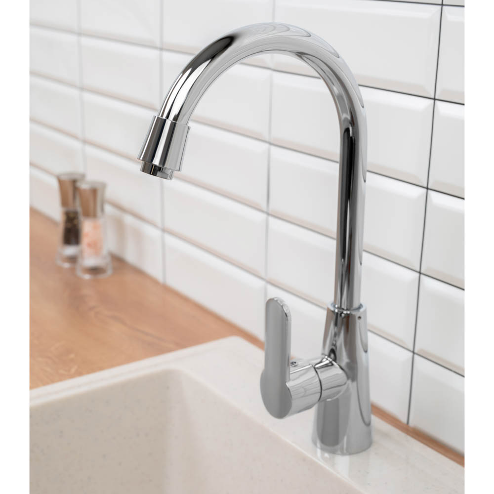 СоюзКран Смеситель для кухни, поворотный излив 25см, керам. картридж 40мм, хром, SK01-R118, арт.№ 566-385