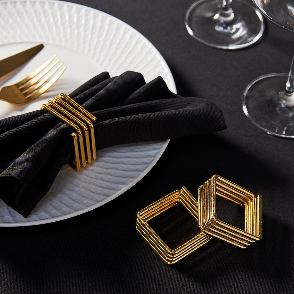 BY COLLECTION Black Line Кольцо для сервировки 2шт, 100% металл, цвет золото, арт.№ 488-112