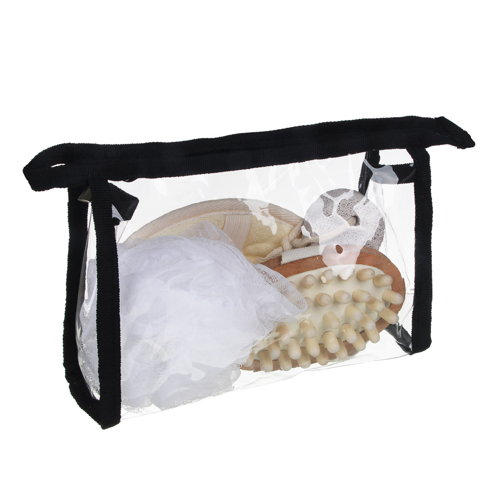 ЮL Набор банный 4шт: шар, мочалка овальная, пемза, массажер, полиэтилен, ПВХ, камень, дерево, сизаль, арт.№ 361-128