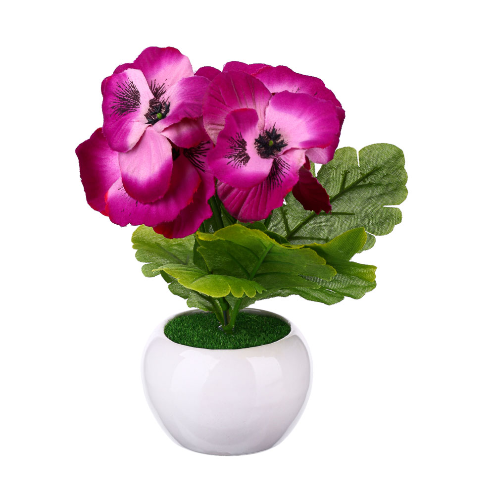 LADECOR Цветок декоративный в керамическом горшке, пластик,12х7х7см,6 цв, 2 вида, арт.№ 501-438