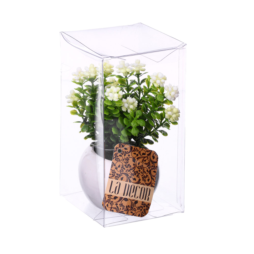 LADECOR Цветок декоративный в керамическом горшке, пластик,12х7х7см,6 цв, 2 вида, арт.№ 501-438