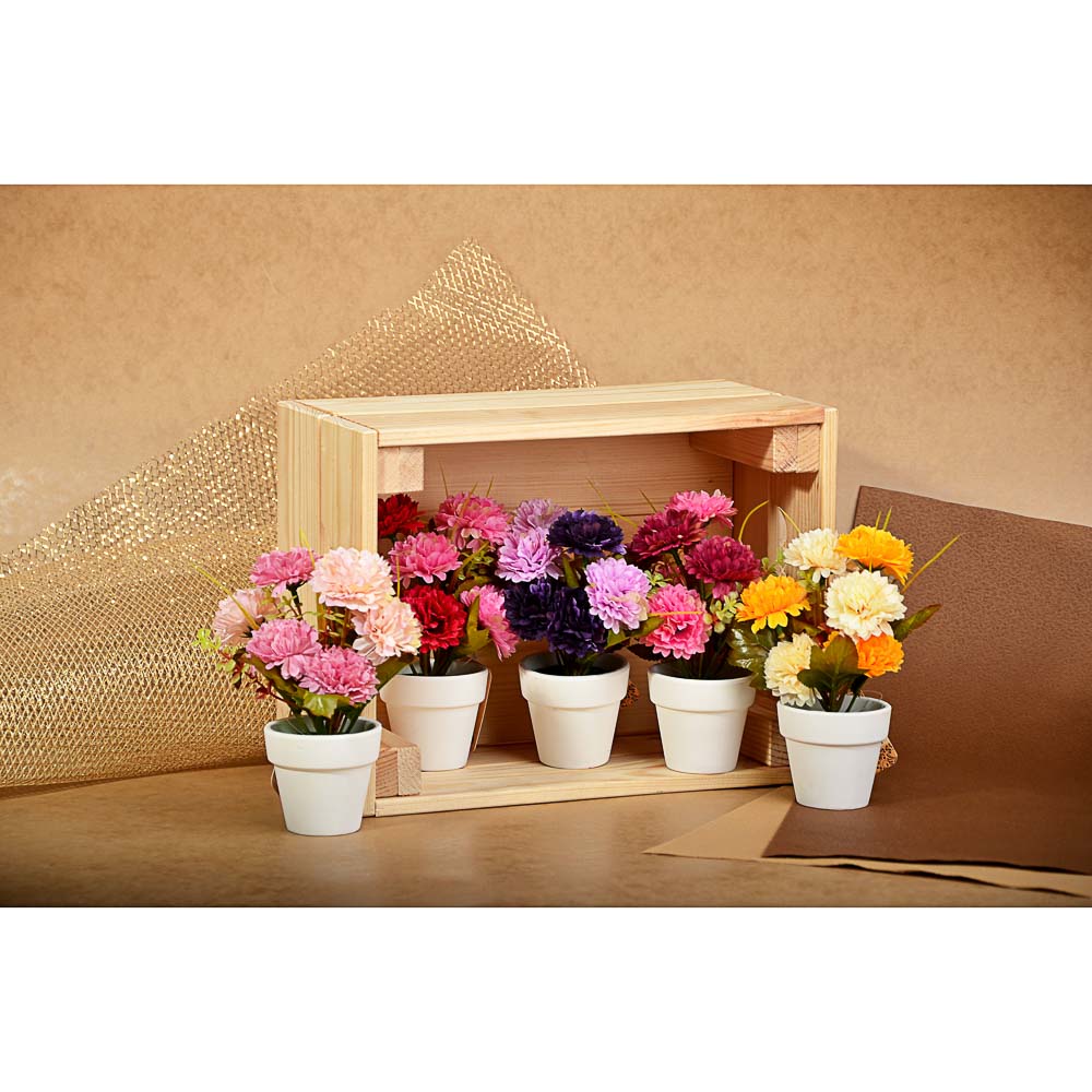 LADECOR Цветы в кашпо "Фиалки махровые" в белом горшке, 5 дизайнов, керамика, пластик, PE,16см, арт.№ 501-032