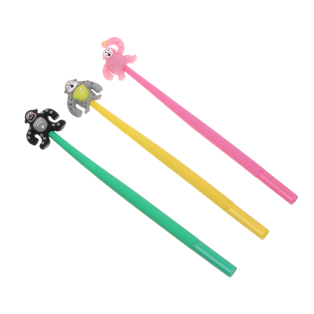 Ручка гелевая синяя 0,5мм, "Горила", силиконовый корпус, 3 вида, шоу-бокс, арт.№ 591-315