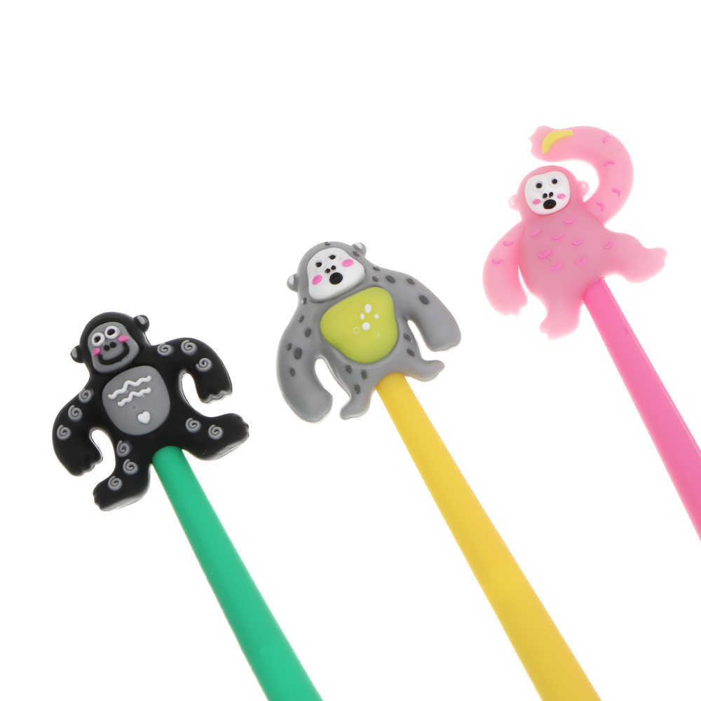 Ручка гелевая синяя 0,5мм, "Горила", силиконовый корпус, 3 вида, шоу-бокс, арт.№ 591-315