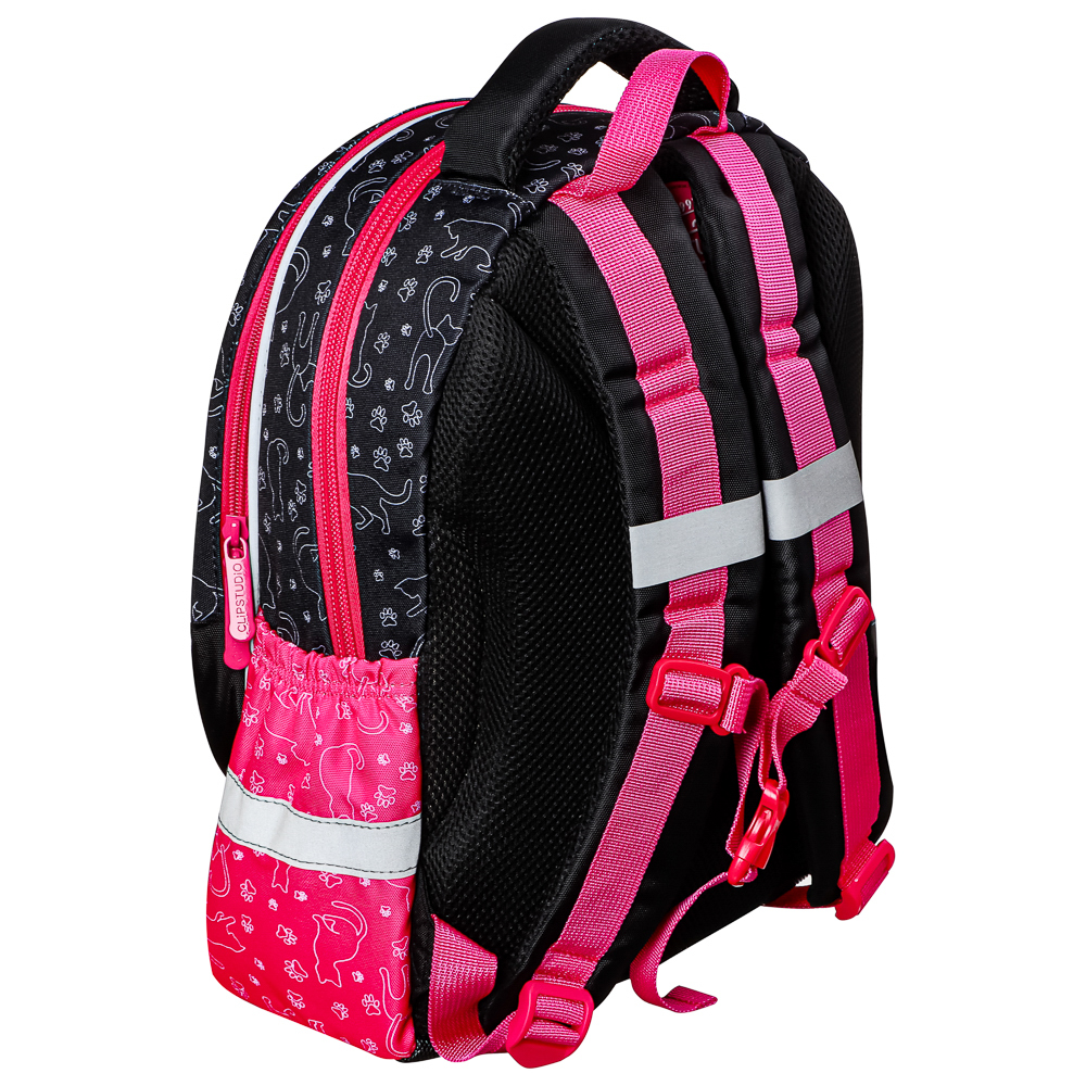 МИЛЫЙ КОТИК Рюкзак школьный полужесткий 37х28х14см, 3 отд., 2 карм., жесткое дно, эргон.спинка, ПЭ, арт.№ 254-809