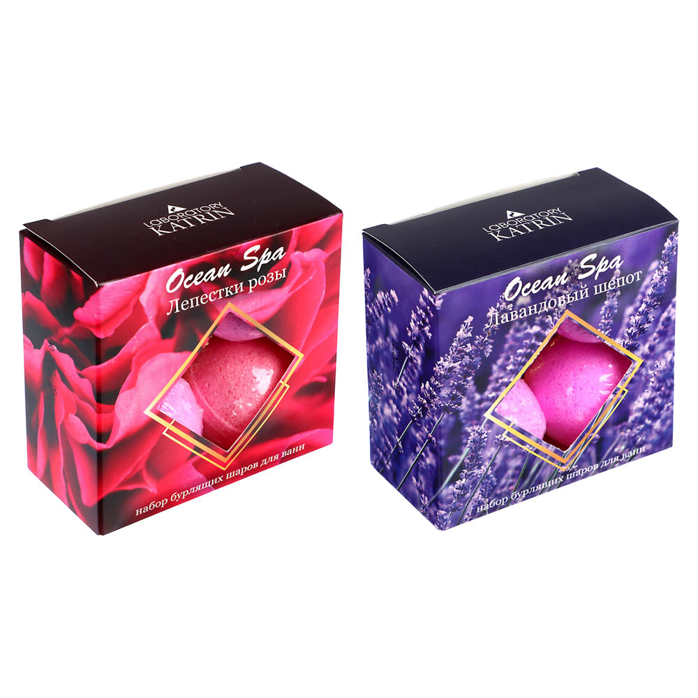 Набор бурлящих шаров для ванн Ocean Spa Лавандовый шепот/Лепестки роз, 4x40г, арт.№ 953-040