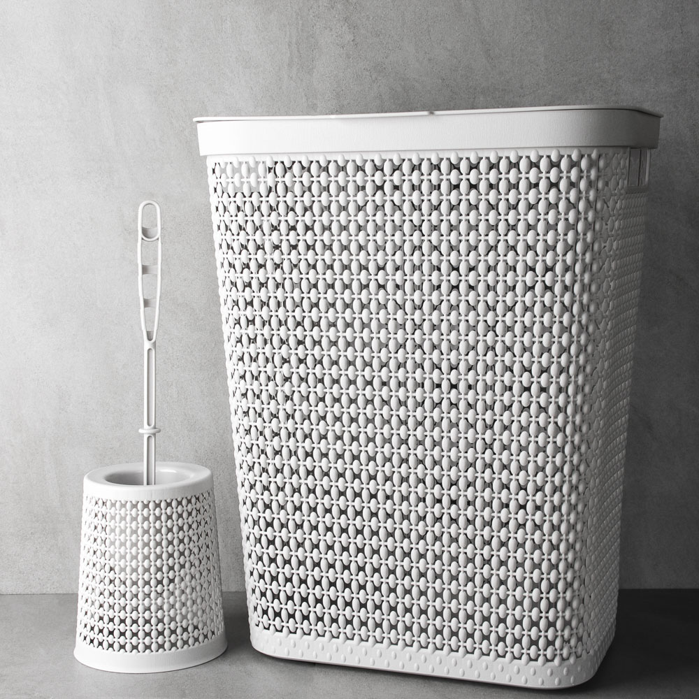 Ёрш для туалета "Плетение" с подставкой, полипропилен, 14х14х40см, 3 цвета, арт.№ 463-957