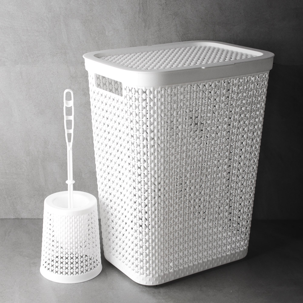 Ёрш для туалета "Плетение" с подставкой, полипропилен, 14х14х40см, 3 цвета, арт.№ 463-957