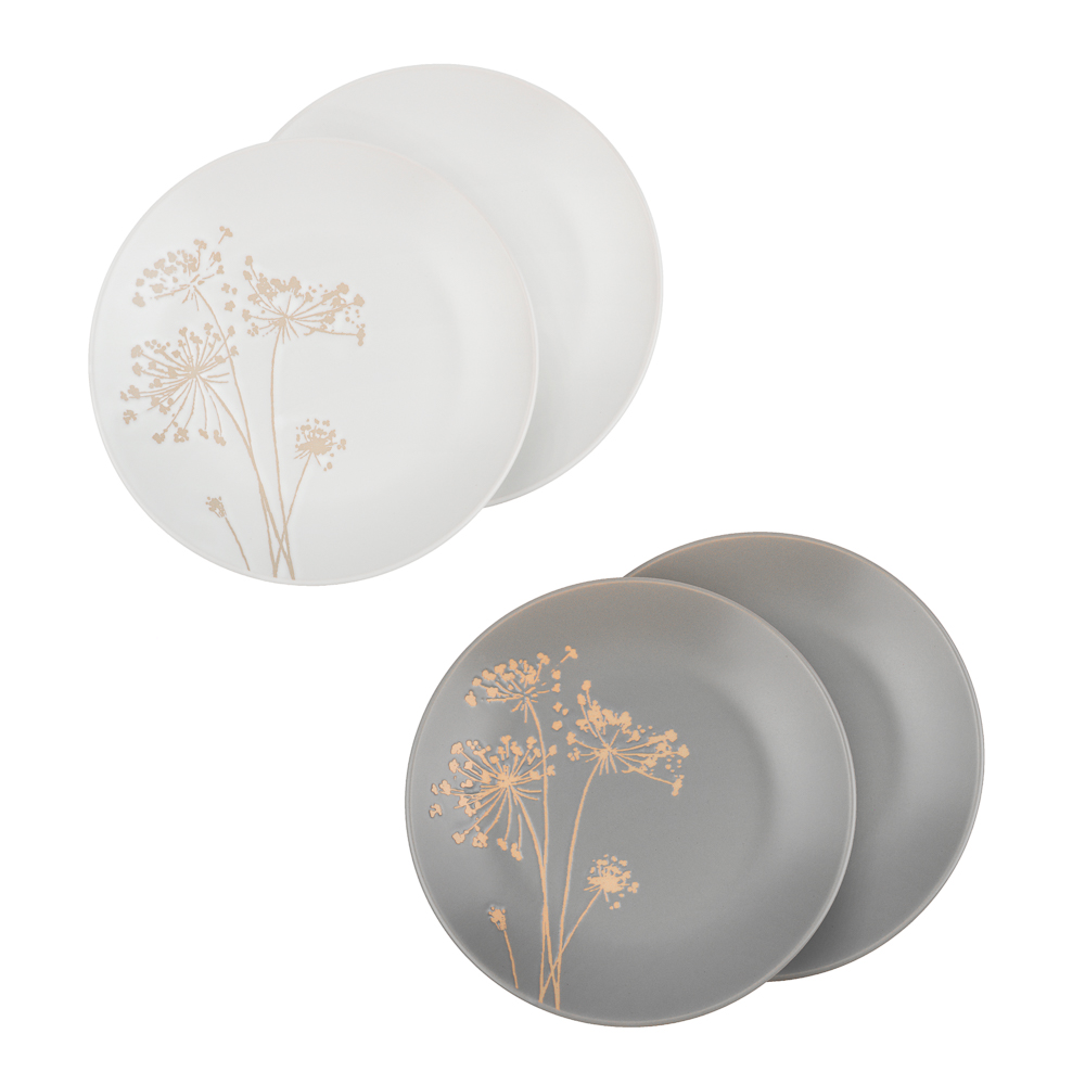 Набор посуды 12 пр. тм MILLIMI (тар19,5см*4, 20см*2, салатн14см*2, кружка340мл*4) керамика,сер.,бел., арт.№ 824-271