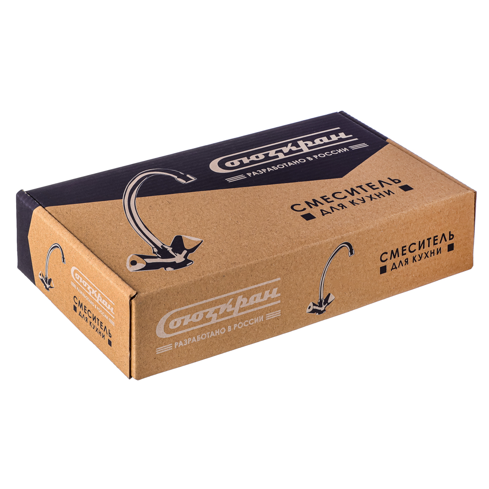 СоюзКран Смеситель для кухни, поворотный излив 20см, керам. кран-буксы 1/2, хром, цинк, SK01-T217, арт.№ 566-057