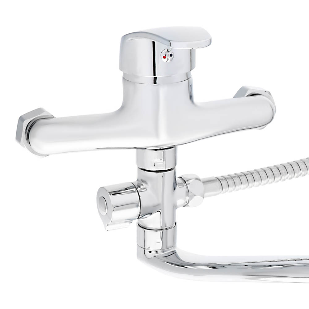 СоюзКран Смеситель для ванны с душем, плоский излив 30см, кер. картридж 40мм, хром, цинк, SK09-I101, арт.№ 566-169