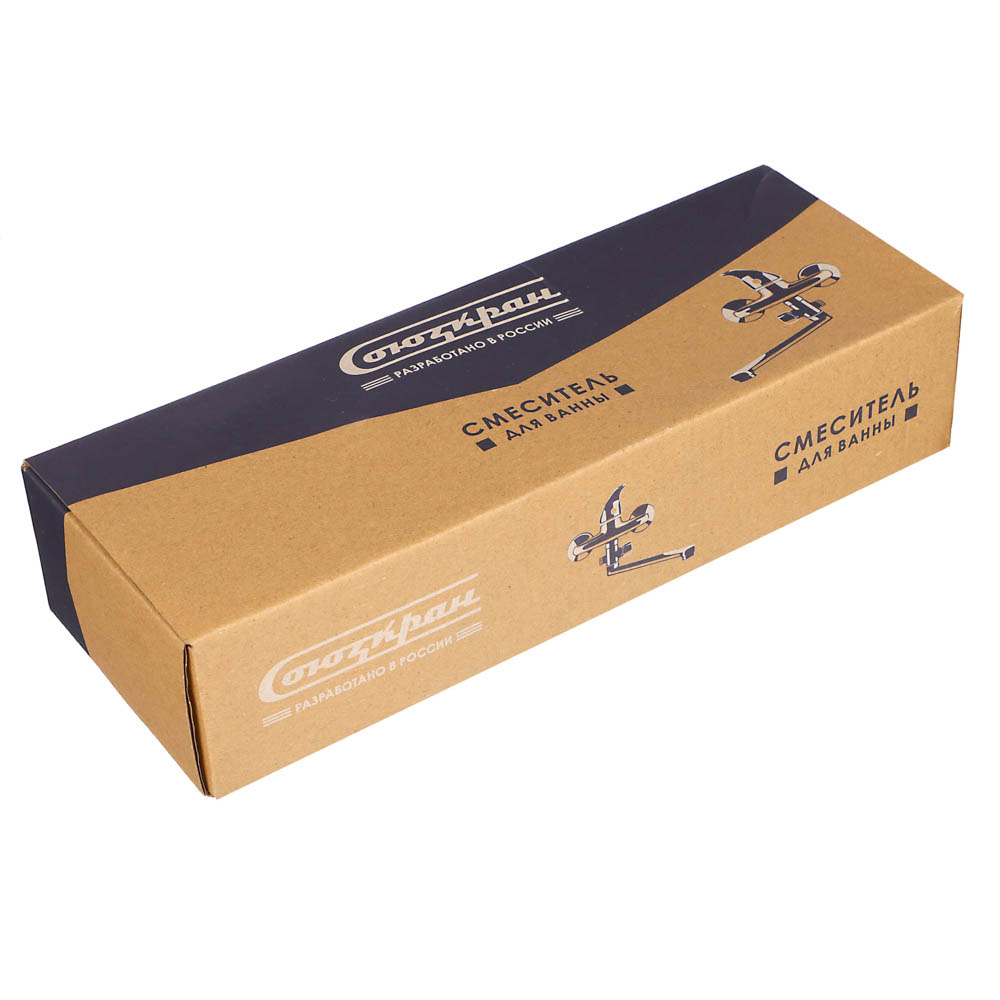 СоюзКран Смеситель для ванны с душем, плоский излив 30см, кер. картридж 40мм, хром, цинк, SK09-I101, арт.№ 566-169