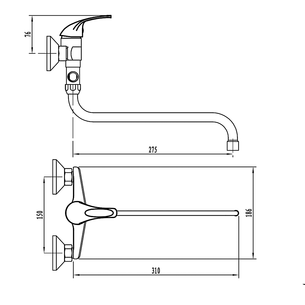 СоюзКран Смеситель для ванны с душем, плоский излив 30см, кер. картридж 40мм, хром, цинк, SK09-I101, арт.№ 566-169