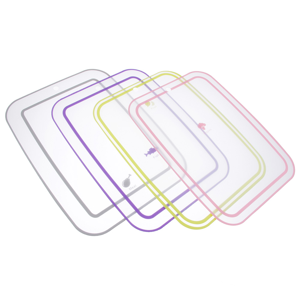 SATOSHI Малибу Набор досок разделочных гибких 4шт, 28х21см, фрукты\овощи\рыба\мясо, пластик, арт.№ 852-119