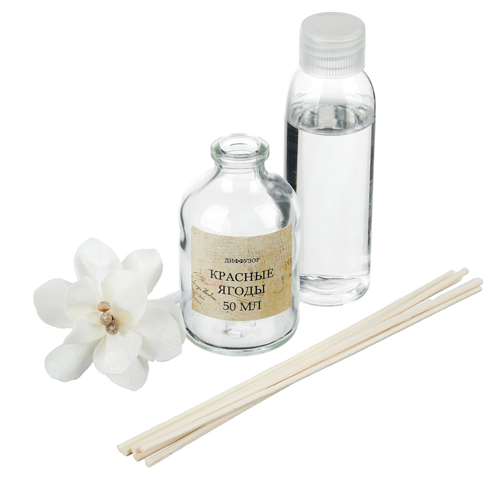 LADECOR Аромадиффузор с палочками и декором "HOME", 50 мл, 4 аромата, арт.№ 412-032