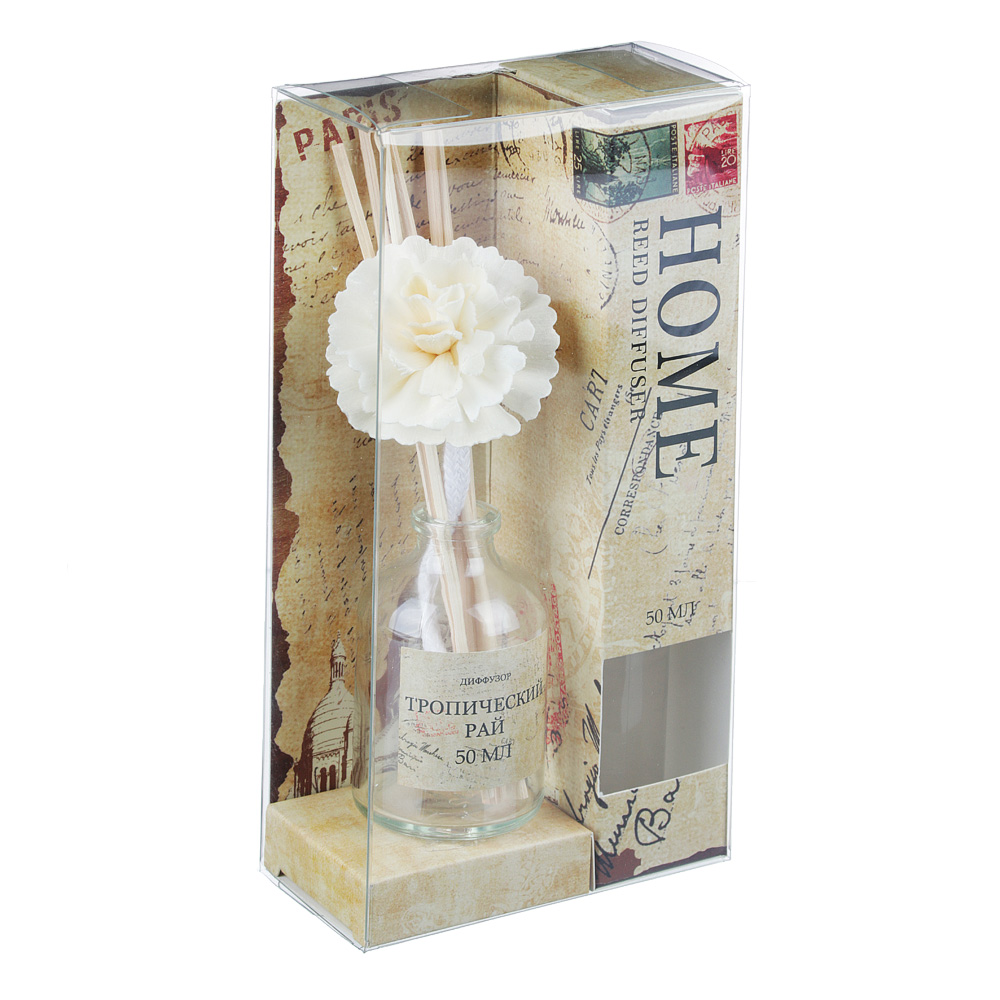 LADECOR Аромадиффузор с палочками и декором "HOME", 50 мл, 4 аромата, арт.№ 412-032