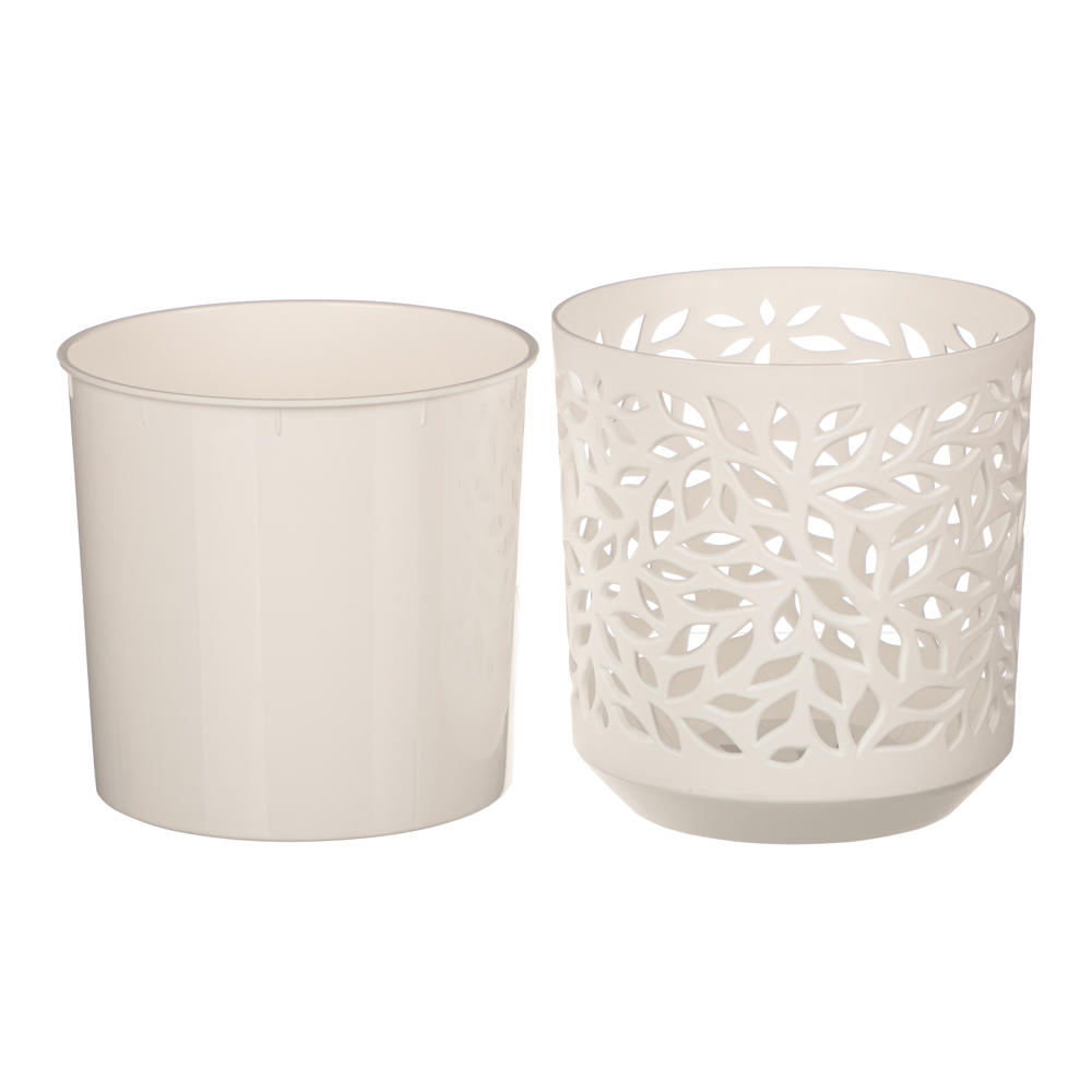 Кашпо "Leaves" 1,25л белый/белый, арт.№ 164-026