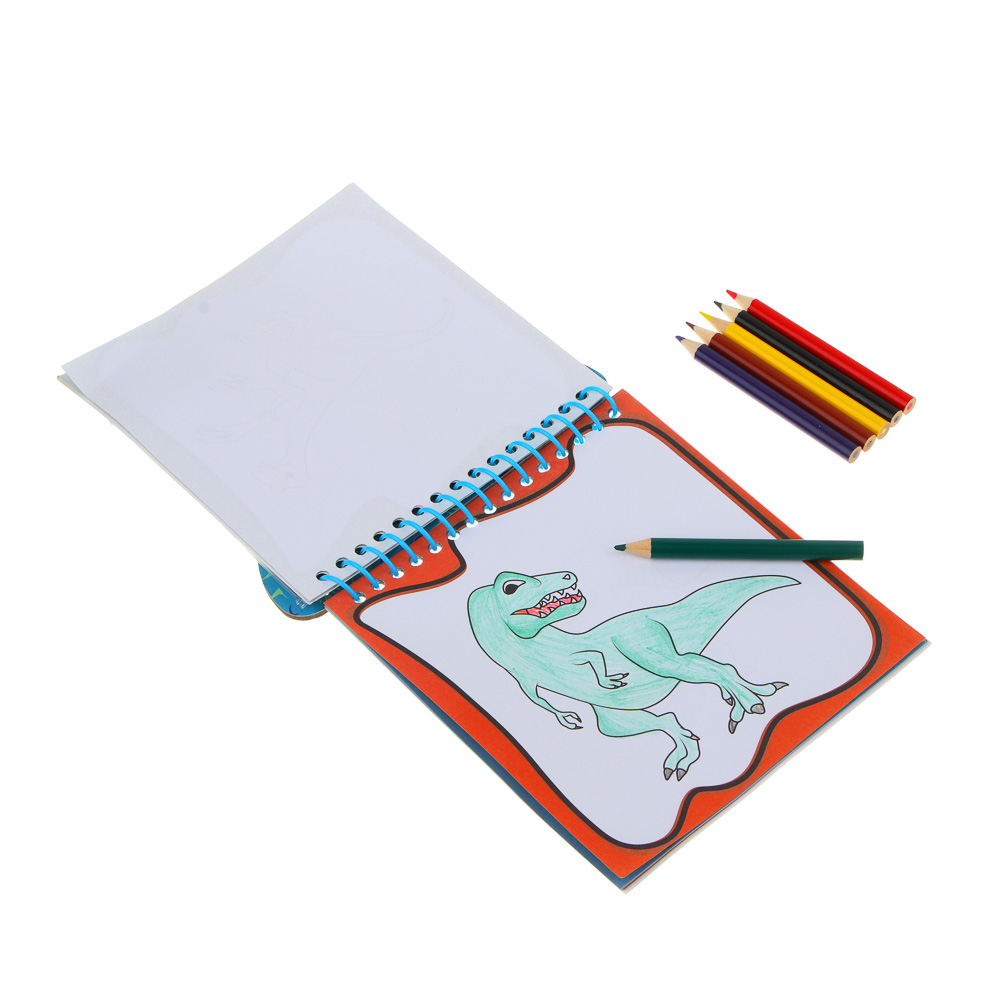 ЯЩЕРЫ Набор для раскрашивания: раскраска на спирали, 6 деревянных цв.мини карандашей в ПВХ пенале, арт.№ 524-232