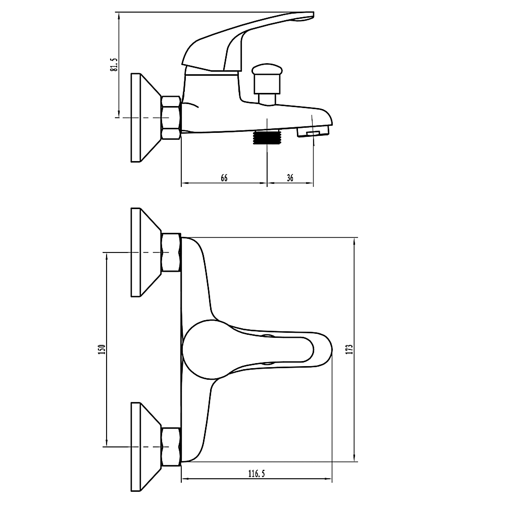 СоюзКран Смеситель для ванны с душем, короткий излив, керам. картридж 35мм, хром, цинк, SK07-M102, арт.№ 567-019
