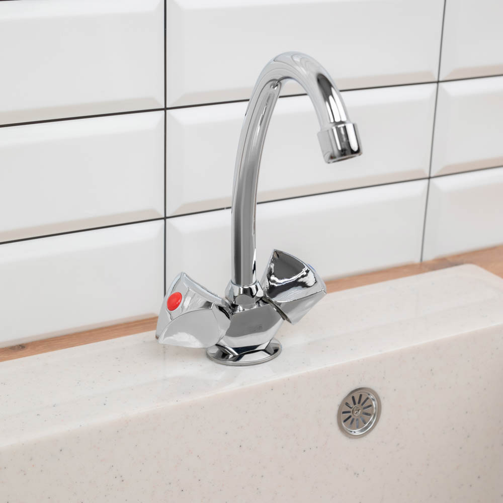 СоюзКран Смеситель для кухни, поворотный излив 20см, керам. кран-буксы 1/2, хром, цинк, SK01-T207, арт.№ 567-065