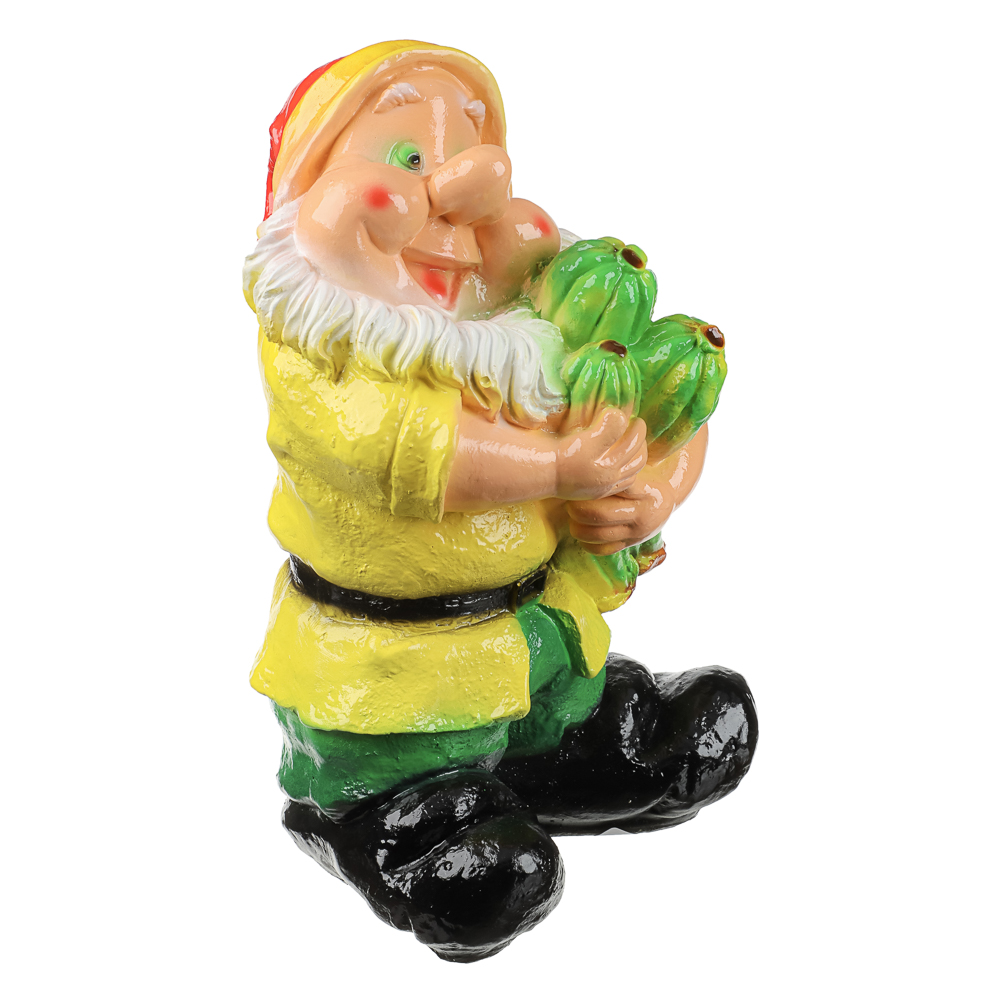 Фигура садовая "Гном с кабачком" 24х36см, гипс, арт.№ 162-306