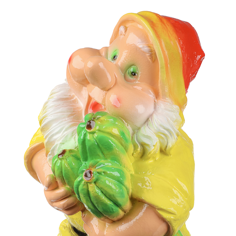 Фигура садовая "Гном с кабачком" 24х36см, гипс, арт.№ 162-306
