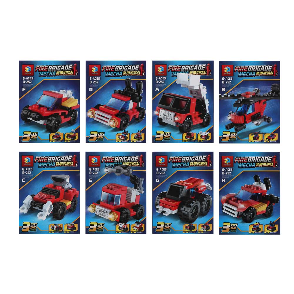 ИГРОЛЕНД Конструктор "Пожарная бригада" 8 в 1, 8х3,5х11 см, ABS, арт.№ 265-672
